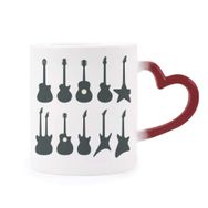 Dıythinker Kırmızı Çok Renkli Elektrikli Gitar Müzik Canlılığı Sesler Isıya Duyarlı Kalp Kupası