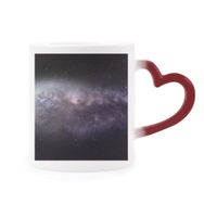 Dıythinker Kırmızı Çok Renkli Eliptik Kozmik Nebula Evren Desen Isıya Duyarlı Kalp Kupası