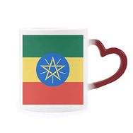 Dıythinker Kırmızı Çok Renkli Etiyopya Ulusal Bayrağı Afrika Ülke Isıya Duyarlı Kalp Kupası