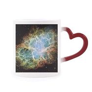 Dıythinker Kırmızı Çok Renkli Evren Uzay Gizemli Nebula Isıya Duyarlı Kalp Kupası