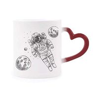Dıythinker Kırmızı Çok Renkli Evren Uzaylı Canavar Astronot Isıya Duyarlı Kalp Kupası