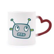 Dıythinker Kırmızı Çok Renkli Evren ve Uzaylı Gri Robot Isıya Duyarlı Kalp Kupası