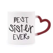 Dıythinker Kırmızı Çok Renkli Family Love Bless Best Sister Alıntıları Isıya Duyarlı Kalp Kupa