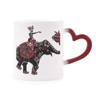 Dıythinker Kırmızı Çok Renkli Fil Performansı Çin Azınlık Sabahlık Totem Isıya Duyarlı Kalp Kupası