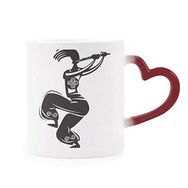 Dıythinker Kırmızı Çok Renkli Flute Celebrate Silhouette Meksika Dans Meksika Şekil Isıya Duyarlı Kalp Kupa