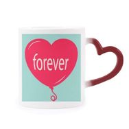 Dıythinker Kırmızı Çok Renkli Forever Kırmızı Yeşil Kalp Sevgililer Günü Şekil Isıya Duyarlı Kalp Kupa