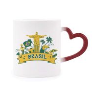 Dıythinker Kırmızı Çok Renkli Futbol Dağı Corcovado Papağan Brezilya Morphing Isıya Duyarlı Kalp Kupası