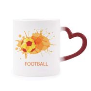 Dıythinker Kırmızı Çok Renkli Futbol Futbol Turuncu Spor Şekil Isıya Duyarlı Kalp Kupa
