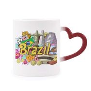 Dıythinker Kırmızı Çok Renkli Futbol Oscar Niemeyer Brezilya Grafiti Isıya Duyarlı Kalp Kupa