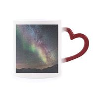 Dıythinker Kırmızı Çok Renkli Galaxy Beautiful Stars Koyu Renk Isıya Duyarlı Kalp Kupa