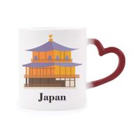 Dıythinker Kırmızı Çok Renkli Geleneksel Japon Kültürü Tapınak Isıya Duyarlı Kalp Kupa