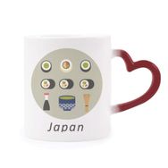 Dıythinker Kırmızı Çok Renkli Geleneksel Japon Yerel Yiyecek Sushi Şekil Isıya Duyarlı Kalp Kupası