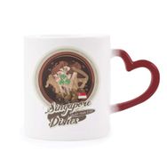 Dıythinker Kırmızı Çok Renkli Geleneksel Singapur Bak Kut Teh Isıya Duyarlı Kalp Kupası