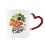 Dıythinker Kırmızı Çok Renkli Geleneksel Singapur Satay Tabağı Isıya Duyarlı Kalp Kupası