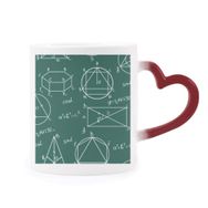 Dıythinker Kırmızı Çok Renkli Geometrik Matematiksel Formül Calculus Şekil Isıya Duyarlı Kalp Kupası