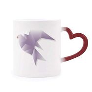 Dıythinker Kırmızı Çok Renkli Geometrik Soyut Güvercin Origami Desenli Şekil Isıya Duyarlı Kalp Kupası