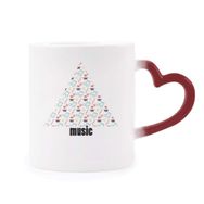 Dıythinker Kırmızı Çok Renkli Gergin Renkli Müzik Notaları Beyaz Şekil Isıya Duyarlı Kalp Kupası