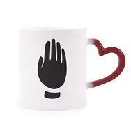 Dıythinker Kırmızı Çok Renkli Gesture Siyah Silüet Desen Isıya Duyarlı Kalp Kupası