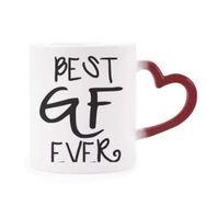 Dıythinker Kırmızı Çok Renkli Girlfriend Best Gf Ever Sevgililer Günü Şekil Isıya Duyarlı Kalp Kupa