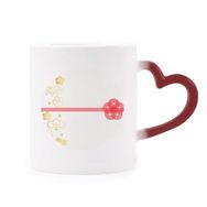 Dıythinker Kırmızı Çok Renkli Golden Sakura Geometri Çiçek Desenli Şekil Isıya Duyarlı Kalp Kupası