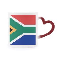 Dıythinker Kırmızı Çok Renkli Güney Afrika Ulusal Bayrağı Afrika Ülke Isıya Duyarlı Kalp Kupası