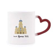 Dıythinker Kırmızı Çok Renkli Güney Kore Simgeleri Kilise Isıya Duyarlı Kalp Kupa