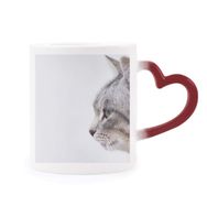 Dıythinker Kırmızı Çok Renkli Hayvan Yawn Cat Simpol Shoot Morphing Isıya Duyarlı Kalp Kupası