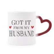 Dıythinker Kırmızı Çok Renkli It From My Husband Sevgililer Günü Şekil Isıya Duyarlı Kalp Kupa