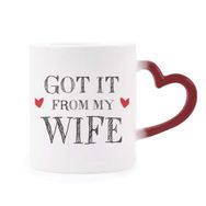 Dıythinker Kırmızı Çok Renkli It From My Wife Sevgililer Günü Hediyesi Isıya Duyarlı Kalp Kupa