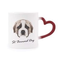 Dıythinker Kırmızı Çok Renkli Kahverengi Sevimli St.bernard Köpek Evcil Hayvan Şekil Isıya Duyarlı Kalp Kupası