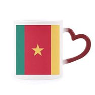 Dıythinker Kırmızı Çok Renkli Kamerun Ulusal Bayrağı Afrika Ülke Isıya Duyarlı Kalp Kupası