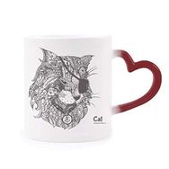 Dıythinker Kırmızı Çok Renkli Kedi İnsan Boyası Tek Göz Morphing Bardak Isıya Duyarlı Kalp Kupası,