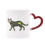 Dıythinker Kırmızı Çok Renkli Kemik Kalp Siyah Kedi Cadılar Bayramı Korku Isıya Duyarlı Kalp Kupası