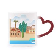 Dıythinker Kırmızı Çok Renkli Kıbrıs Ulusal Simgesi Yapı Isıya Duyarlı Kalp Kupası
