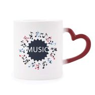 Dıythinker Kırmızı Çok Renkli Kırmızı Mavi Yuvarlak Şekilli Müzik Notaları Isıya Duyarlı Kalp Kupası