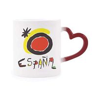 Dıythinker Kırmızı Çok Renkli Kırmızı Sarı Güneş Işığı Espanol Şekil Isıya Duyarlı Kalp Kupası