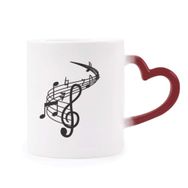 Dıythinker Kırmızı Çok Renkli Kırmızı Yuvarlak Şekilli Movg Müzik Notaları Isıya Duyarlı Kalp Kupası
