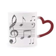 Dıythinker Kırmızı Çok Renkli Klasik Güzel Müzik Basit Desen Isıya Duyarlı Kalp Kupası