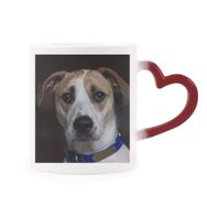 Dıythinker Kırmızı Çok Renkli Köpek Evcil Hayvan Koyu Resim Şekil Isıya Duyarlı Kalp Kupa