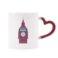 Dıythinker Kırmızı Çok Renkli Kulesi Big Ben Birleşik Krallık Simgesi Bayrak Şekil Isıya Duyarlı Kalp Kupası