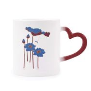 Dıythinker Kırmızı Çok Renkli Mavi Lotus Yaprağı Lotus Çiçeği Yusufçuk Bitki Isıya Duyarlı Kalp Kupası