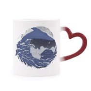Dıythinker Kırmızı Çok Renkli Mavi Okyanus Dalgaları Gece Karanlık Isıya Duyarlı Kalp Kupası