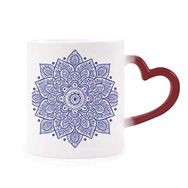 Dıythinker Kırmızı Çok Renkli Menekşe Dekoratif Klasik Çiçek Desenli Şekil Isıya Duyarlı Kalp Kupa