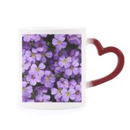 Dıythinker Kırmızı Çok Renkli Mor Çiçekler Güzel Romantik Şekil Isıya Duyarlı Kalp Kupa
