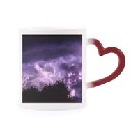Dıythinker Kırmızı Çok Renkli Mor Thunder Night Sky Morphing Isıya Duyarlı Kalp Kupa