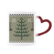 Dıythinker Kırmızı Çok Renkli Noel Ağacı Kahverengi Elk Örgü Desen Şekil Isıya Duyarlı Kalp Kupası
