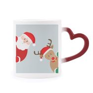 Dıythinker Kırmızı Çok Renkli Noel Baba Elk Peep Şekil Isıya Duyarlı Kalp Kupa