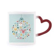 Dıythinker Kırmızı Çok Renkli Noel Baba Geyik Ağacı Mavi Şekil Isıya Duyarlı Kalp Kupası
