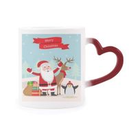 Dıythinker Kırmızı Çok Renkli Noel Baba Geyik Penguen Festival Şekil Isıya Duyarlı Kalp Kupası