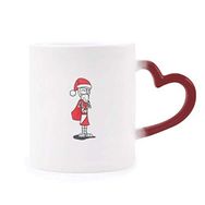 Dıythinker Kırmızı Çok Renkli Noel Baba Horus Şapka Çanta Şekil Isıya Duyarlı Kalp Kupa